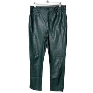 Express Faux Leather Pants Forest Green Slim Fit High Rise Size 8